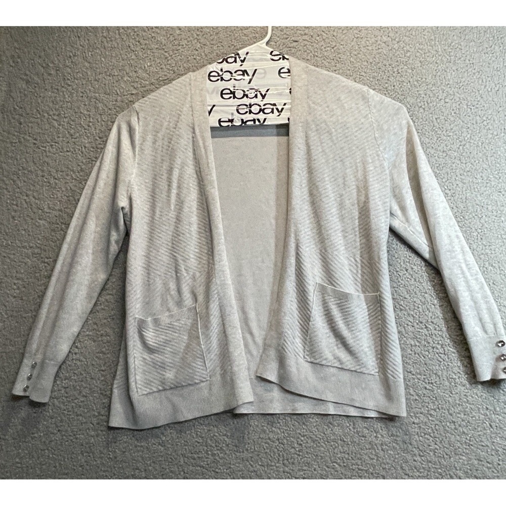 89th & Madison Cozy Cardigan Open Front Sweater Women's Size Large Gray